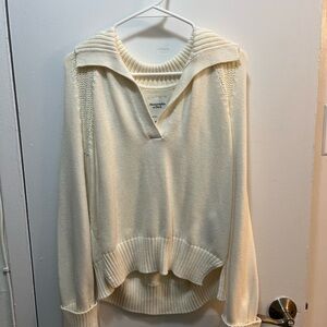 Cream Sweater with Collar